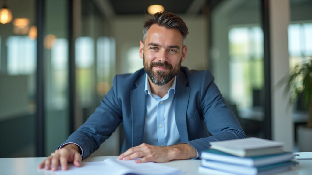 Professionnel analysant les réglementations financières durables de l'UE dans un environnement de bureau moderne avec graphiques ESG visibles