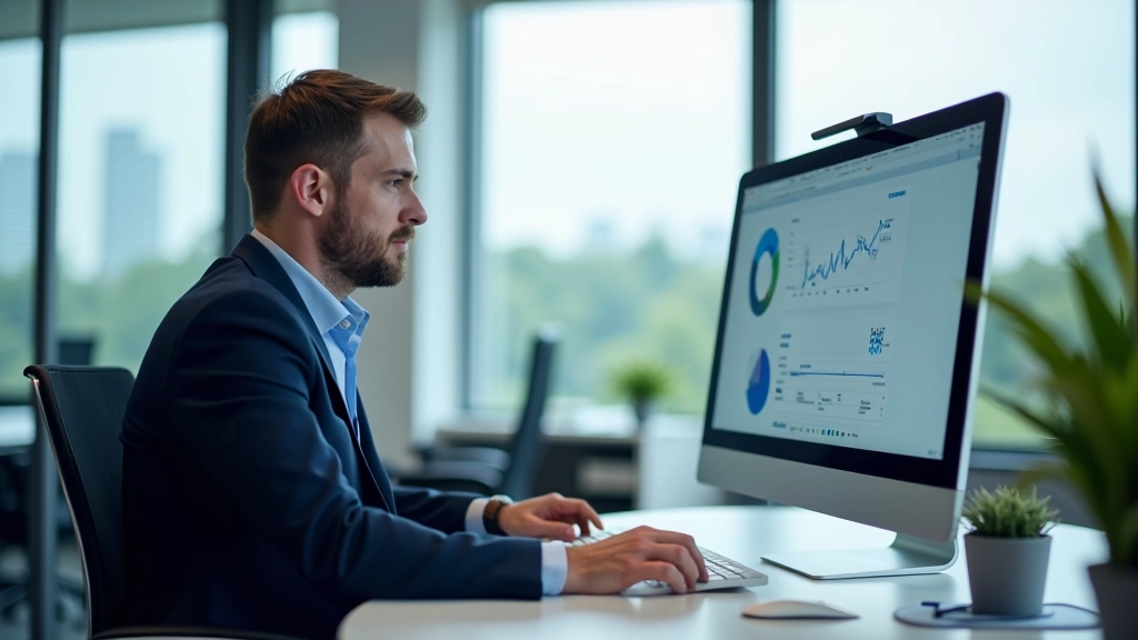 Personne analysant des données de classification taxonomique sur un écran d'ordinateur dans un environnement professionnel